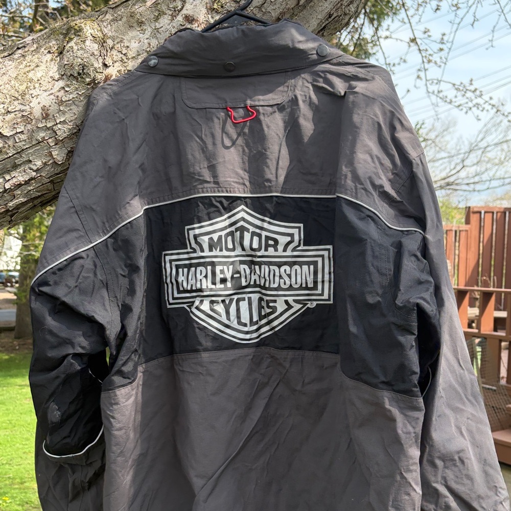 Harley-Davidson Gray & Black Logo Motorcycle Rain Jacket and Pants